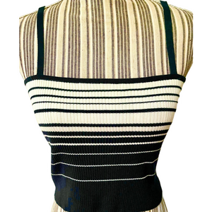 NWT SKY & SPARROW green & white tank top with adjustable straps size m